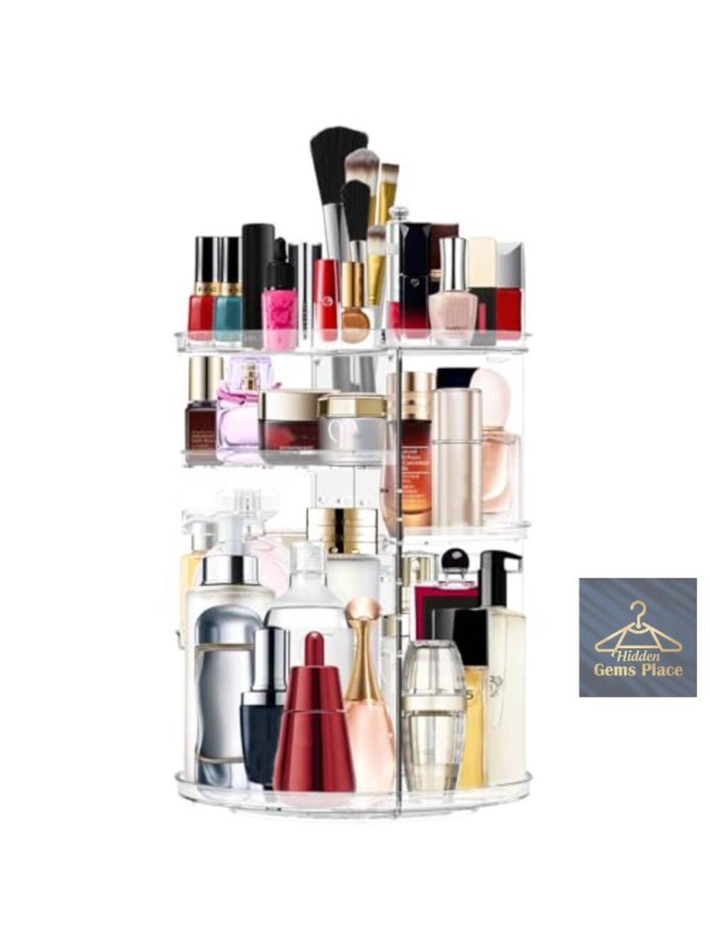 360 Degree Rotating Makeup Organizer 7 Adjustable Layers Clear Acrylic Storage